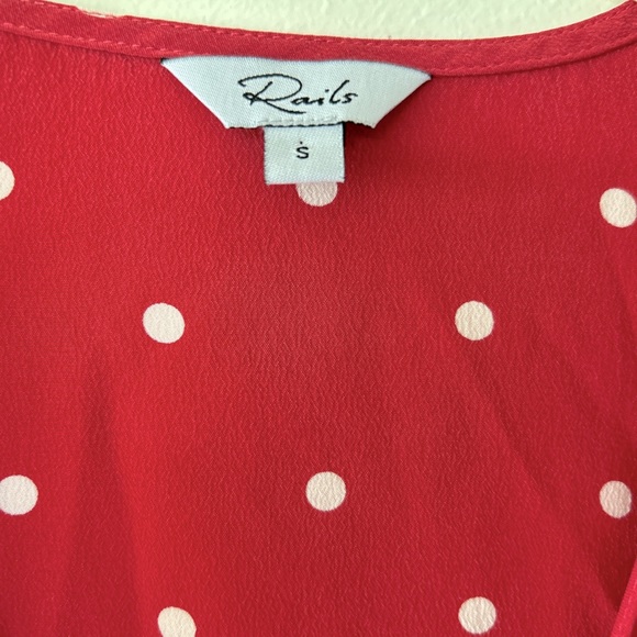 Rails wrap style, deep pink, silk polka dot dress, size small, EUC - Picture 3 of 4